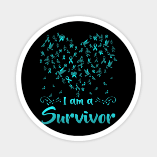 Cervical Cancer Awareness Butterfly Survivor Heart Magnet
